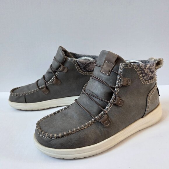 Hey Dude Eloise Boots Womens 8 Granite Gray Recycled Leather Ankle Booties - Picture 2 of 10